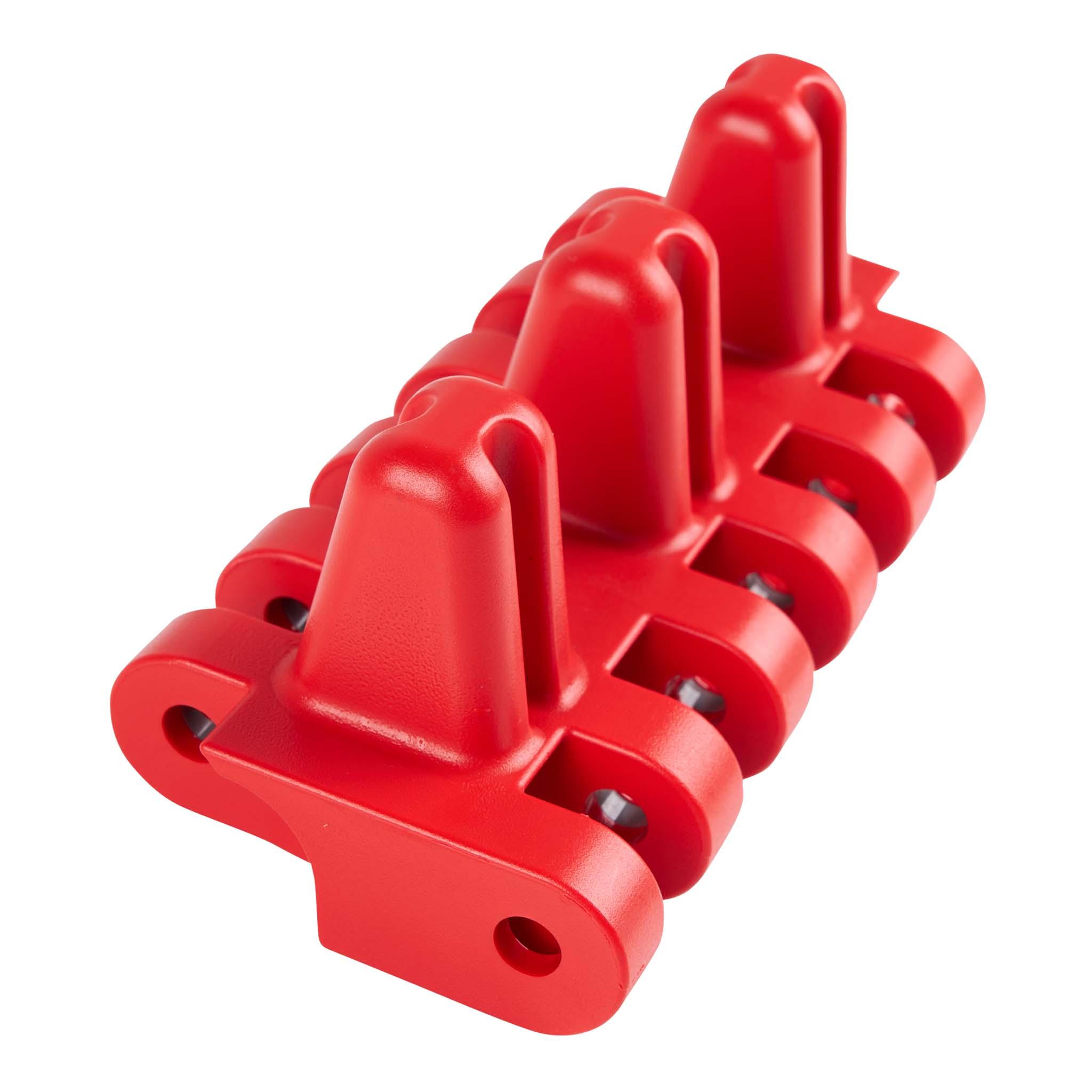 angled view of belt pusher